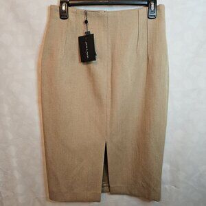 Judith & Charles Tan Tweed Pencil Skirt Size 6 NWT